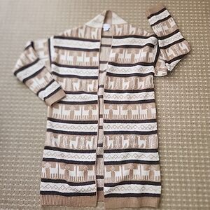 Women's Brown and Cream Cardigan